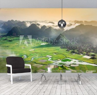 Picture of Rice field in valley in Bac Son Vietnam